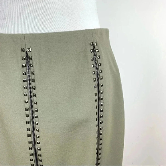 Carlisle womens skirt size 6 army green studded zippered pencil - Picture 2 of 12